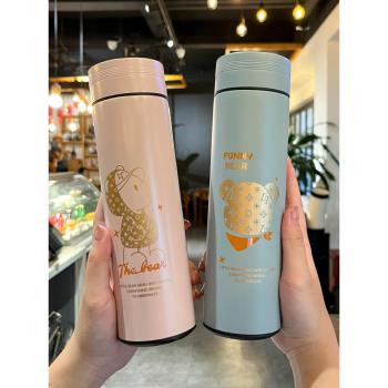 保溫杯女生高顏值帶茶隔茶水分離泡茶杯簡約學生304不銹鋼喝水壺