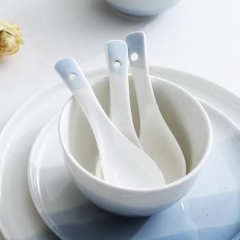 北歐創意陶瓷勺子長柄湯勺吃飯勺湯匙調羹攪拌勺廚房家用餐廳商用
