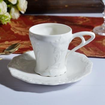 北歐風格簡約浮雕咖啡杯 釉下彩瓷器餐具陶瓷杯碟 花茶杯 紅茶杯