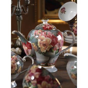古典玫瑰歐式骨瓷茶具咖啡具套裝英式田園下午茶杯咖啡杯碟整套