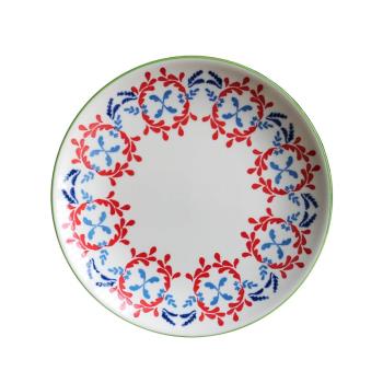 W1962出口英國水彩釉下彩春之色彩紅藍綠配色湯碗飯碗組合餐盤子