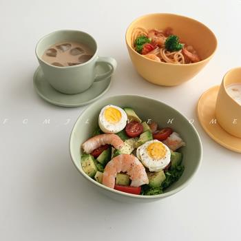 FCMJ 韓國ins同款密胺咖啡杯碟復古仿手捏設計沙拉碗面碗抖音創意