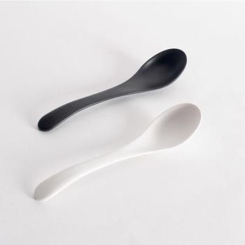 密胺仿瓷日式磨砂黑白咖啡勺餐具