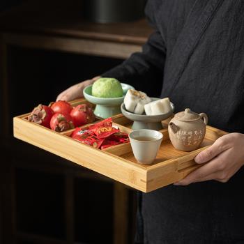竹質托盤點心盤茶點盤圍爐煮茶壺下午茶餐具水果零食干果糕點碟