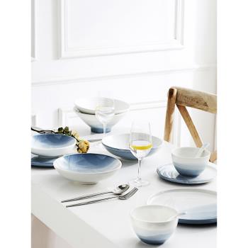 北歐陶瓷餐具家用碗碟套裝情侶成套碗盤單人簡約4人吃飯碗湯碗