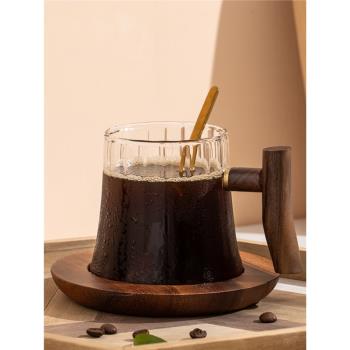 日式耐熱玻璃咖啡杯創意簡約時尚高檔精緻冷飲果汁茶水杯美式冰咖