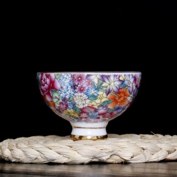 陶瓷琺瑯彩潤福萬壽品茗杯茶具