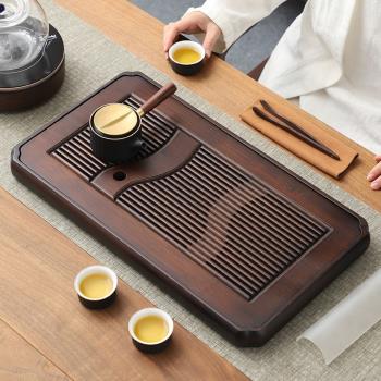 竹制日式小型茶盤家用2022新款干泡茶盤排水式功夫茶具茶海排水管