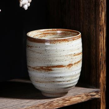 日式粗陶茶杯單個大號純手工復古主人杯子家用陶瓷功夫茶具品茗杯