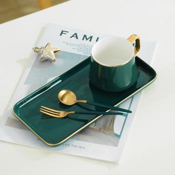 歐式陶瓷咖啡杯碟套裝小奢華金邊簡約創意下午茶花茶水杯帶勺家用
