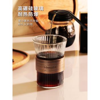 Mongdio玻璃咖啡杯家用ins風拿鐵杯美式掛耳高檔精致透明咖啡杯子