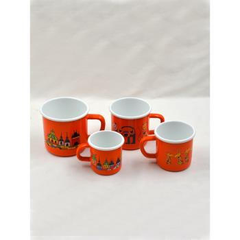 捷克布拉格橘色SMALTUM布拉格創意厚實卡通咖啡杯馬克杯搪瓷杯
