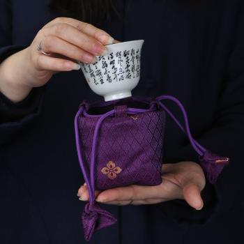 絲綢棉布加厚旅行袋織錦菱花茶具