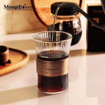 Mongdio掛耳咖啡杯家用豎紋杯玻璃水杯子專用杯豎條紋玻璃杯茶杯