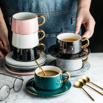 歐式小奢華咖啡杯碟陶瓷花茶杯家用咖啡杯禮盒套裝咖啡杯小精致勺