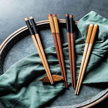 筷子家用筷高端防滑木筷日式輕奢風特色木筷尖頭筷子創意餐飲木筷