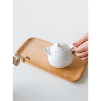 自然而然 日式櫸木實木長方形圓角托盤整木茶盤點心餐盤拍照道具