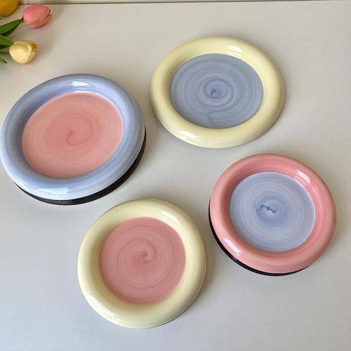 yowoyowoo奶fufu的小眾韓式手繪陶瓷胖胖盤西餐盤小紅書博主同款