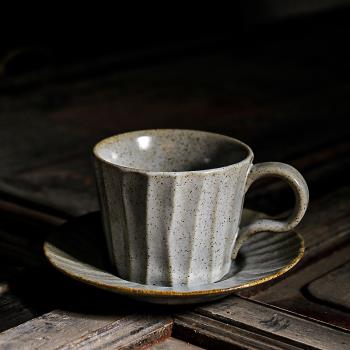 日式復古粗陶咖啡杯帶碟下午茶杯馬克杯簡約家用手工速溶咖啡杯碟