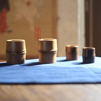出口日本紫竹煙熏竹節蓋置壺蓋配件蓋子 鐵壺紫砂壺蓋托茶具配件