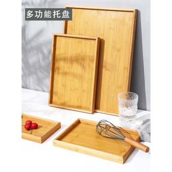 日式長方形木制水杯收納商用茶盤