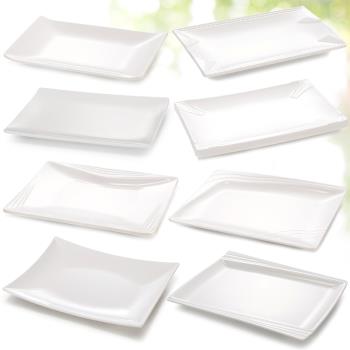 密胺餐具商用仿瓷盤子餐廳白色盤塑料長方形涼菜烤肉盤子壽司盤