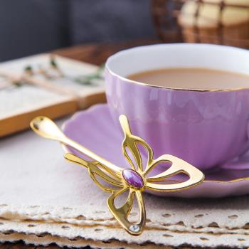 創意不銹鋼咖啡勺立體蝴蝶家用可愛韓式咖啡勺鋁合金小頭攪拌勺子