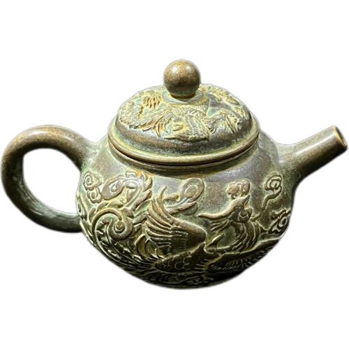 藏出 古董品 古銅器 鳳凰紋 茶壺 酒壺 急須 茶道具 煎茶道具 藏出 古董品 古銅器 茶壺 酒壺 急須 茶道具 煎茶道具