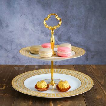 歐式陶瓷多層水果盤甜品臺客廳創意雙層蛋糕架糕點盤下午茶點心架