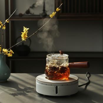 玻璃加厚煮茶壺辦公室燒水泡茶壺家用耐高溫電陶爐木把側把壺單壺
