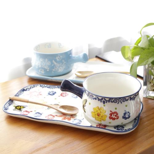 陶瓷荷蘭帶把日式下午茶早餐碗
