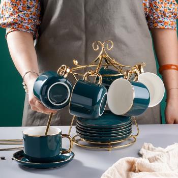 Mongdio陶瓷咖啡杯套裝家用ins風歐式高級精致辦公室輕奢下午茶具