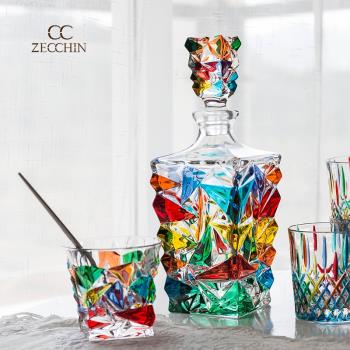 義大利 ZECCHIN 冰川系列手工水晶玻璃威士忌酒杯洋酒瓶酒具套裝