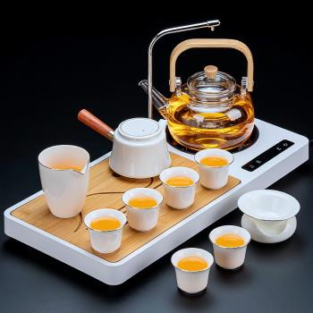 功夫茶具一體套裝全自動家用電陶爐煮茶爐玻璃茶壺燒水泡茶臺茶盤