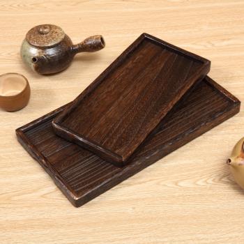 日式燒桐實木淺口托盤 長方形小茶盤餐具盤果盤點心盤