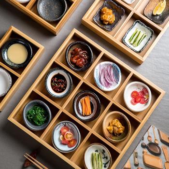 日式九宮格餐盤二三四六多格竹盒創意壽司盤小吃盤火鍋分格竹盤子