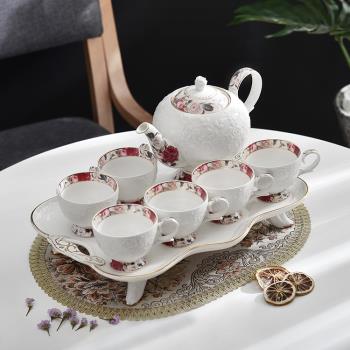 歐式輕奢陶瓷茶具套裝家用客廳茶壺茶杯整套簡約泡茶杯子結婚禮物