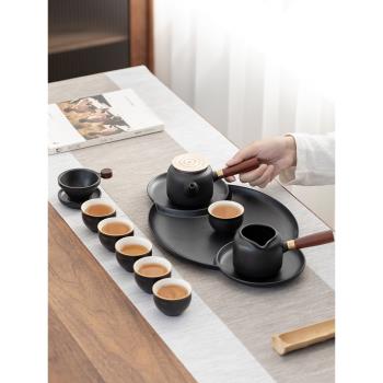 功夫茶具套裝家用客廳陶瓷干泡茶盤現代簡約日式側把壺整套禮盒裝