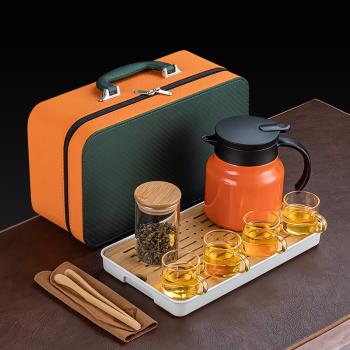 燜茶壺旅行茶具套裝便攜式包一壺四杯露營戶外喝茶不銹鋼悶泡茶壺