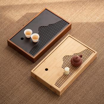 家用小型竹制中式輕奢長方形茶盤