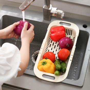 日式可伸縮水槽廚房置物架洗菜盆