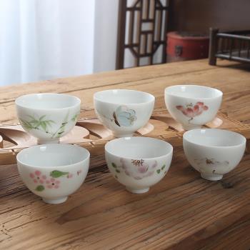 手繪中國風德化薄胎青花瓷茶杯