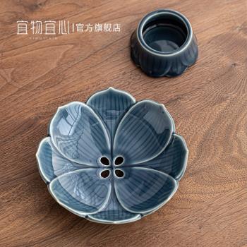 中式禪意點心陶瓷高腳茶具果盤