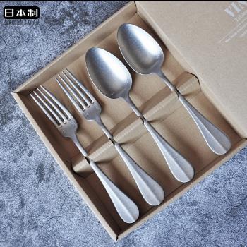 日本進口青芳AOYOSHI不銹鋼法式復古西餐勺叉大吃飯勺子正餐禮盒