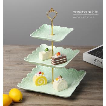 陶瓷創意生日結婚蛋糕浮雕水果盤