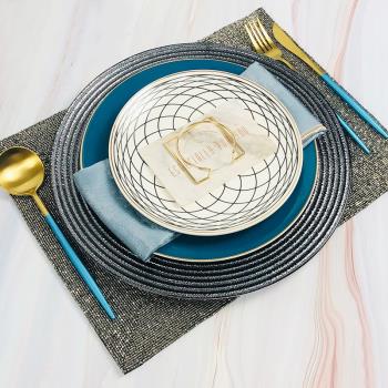五星級酒店高檔西餐餐廳餐桌盤碟擺臺陶瓷輕奢歐式樣板間餐具套裝