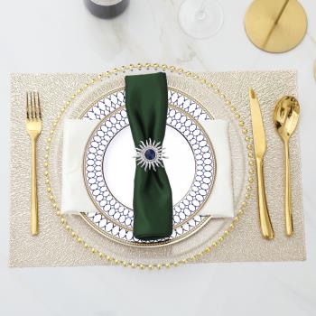 歐式西餐盤金邊珠點玻璃盤牛排盤北歐藍色餐具套裝宴會擺盤樣板間