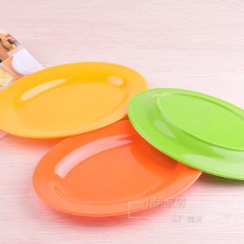 彩色橢圓盤塑料盤子密胺彩盤碟子仿瓷蛋形盤旦形盤燒烤盤零食盤子