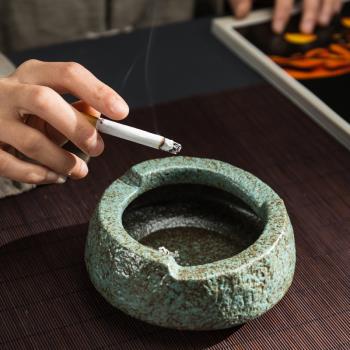 傳藝窯大號粗陶煙灰缸創意煙缸個性辦公家用擺件禮品禮物家居飾品