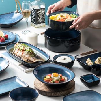 日式餐具盤子創意個性家用組合裝菜的盤子碗陶瓷好看網紅餐盤套裝